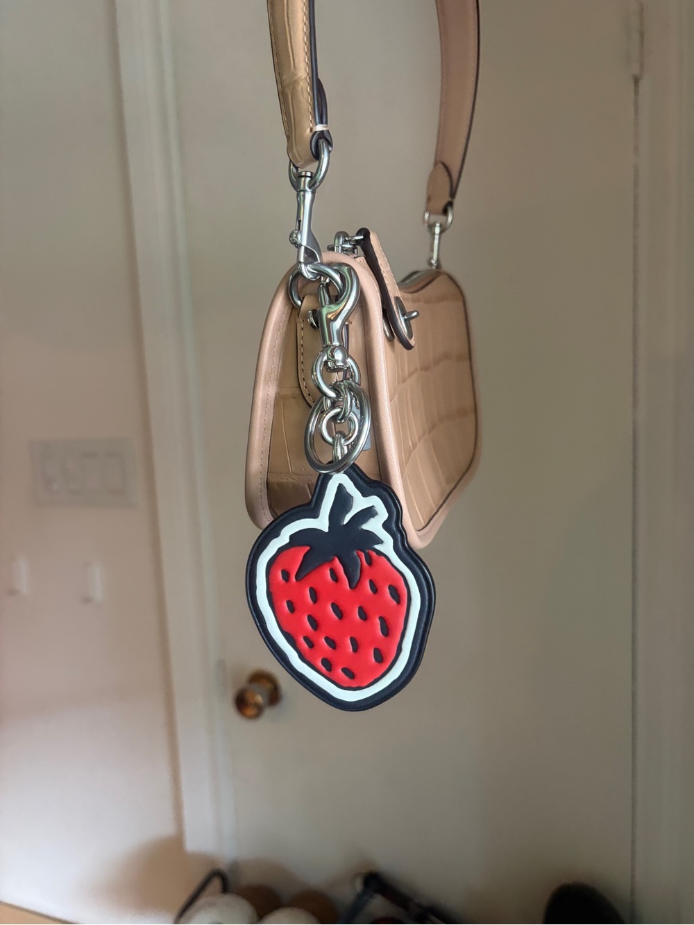 Coach leather strawberry bag charm
